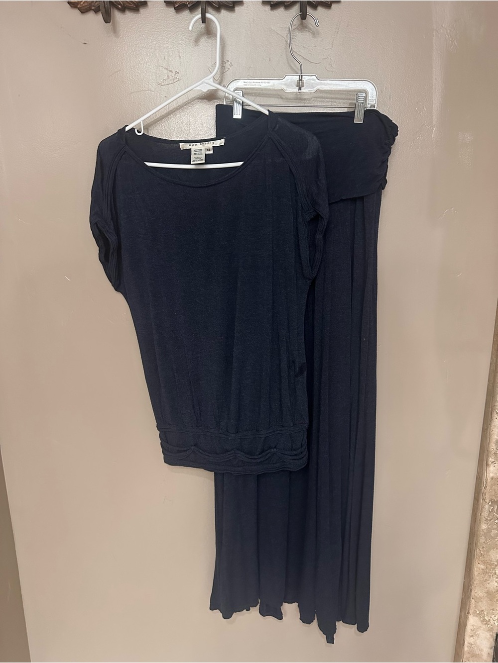 Max Studio Navy Two-Piece Top and Skirt Size XS Y2k